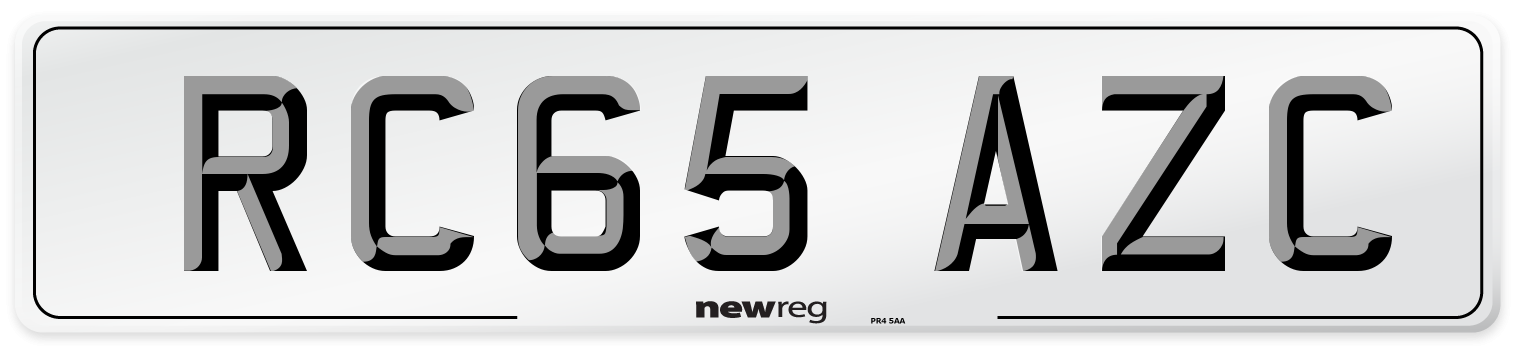 RC65 AZC Number Plate from New Reg